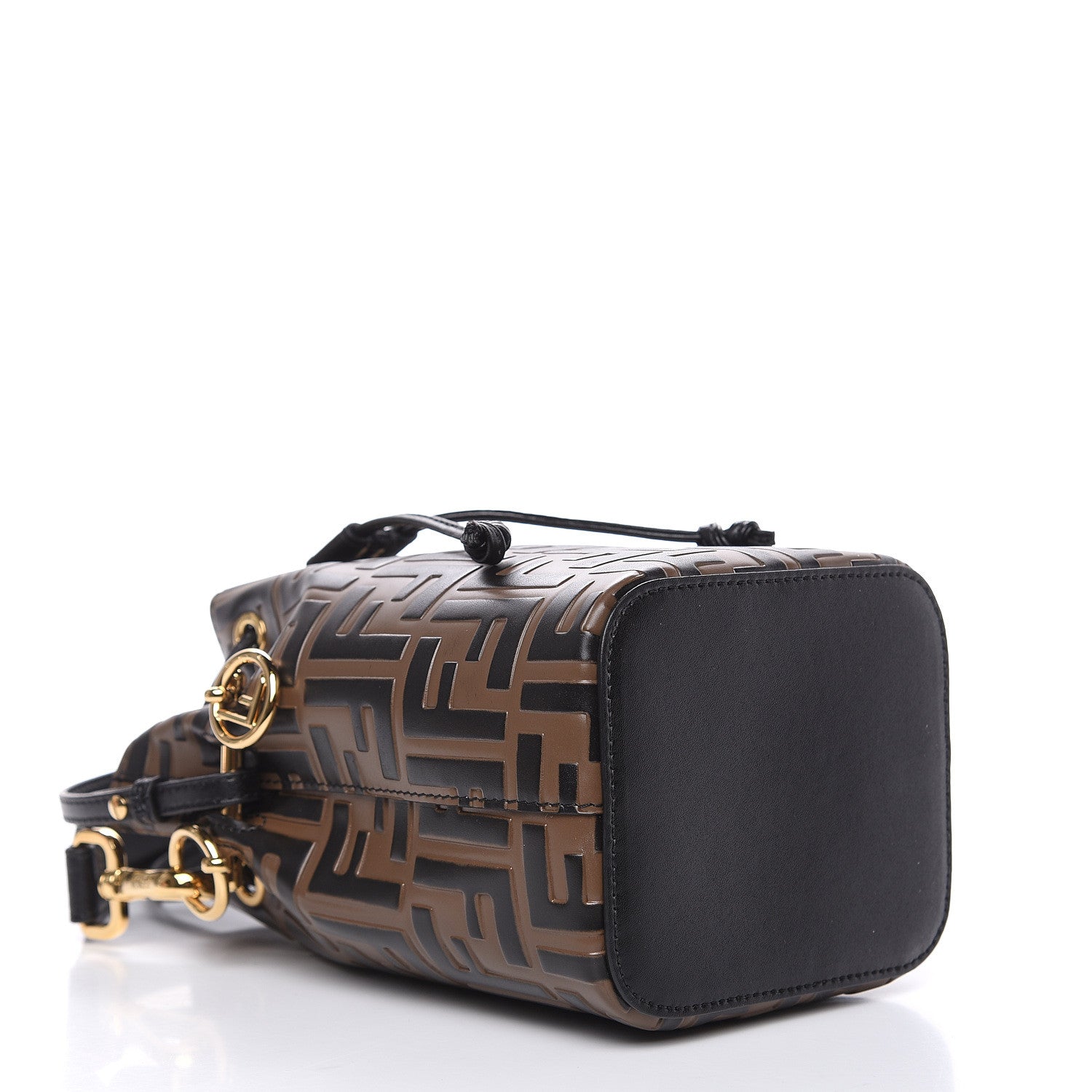 Fendi Vitello Liberty F is Fendi Bi-Color FF 1974 Embossed Mini Mon Tresor Bucket Bag Maya Black 4 of 9