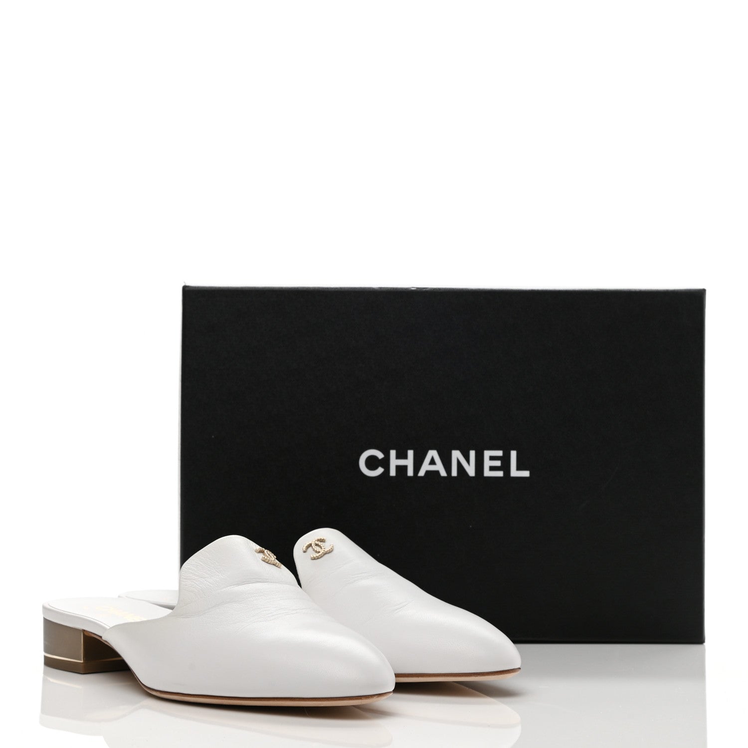 Chanel Lambskin CC Mules 41 White 9 of 9