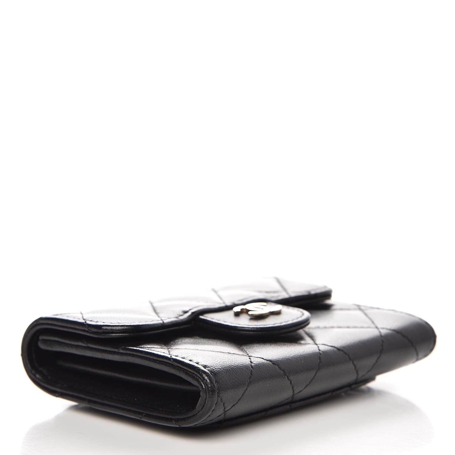 Chanel Lambskin Quilted Flap Card Holder Wallet Black 4 of 9