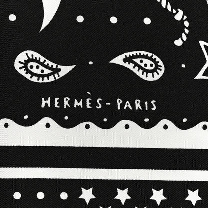 Hermes Silk Le Rodeo Des Fruits Bandana Scarf 55 Black White 2 of 5
