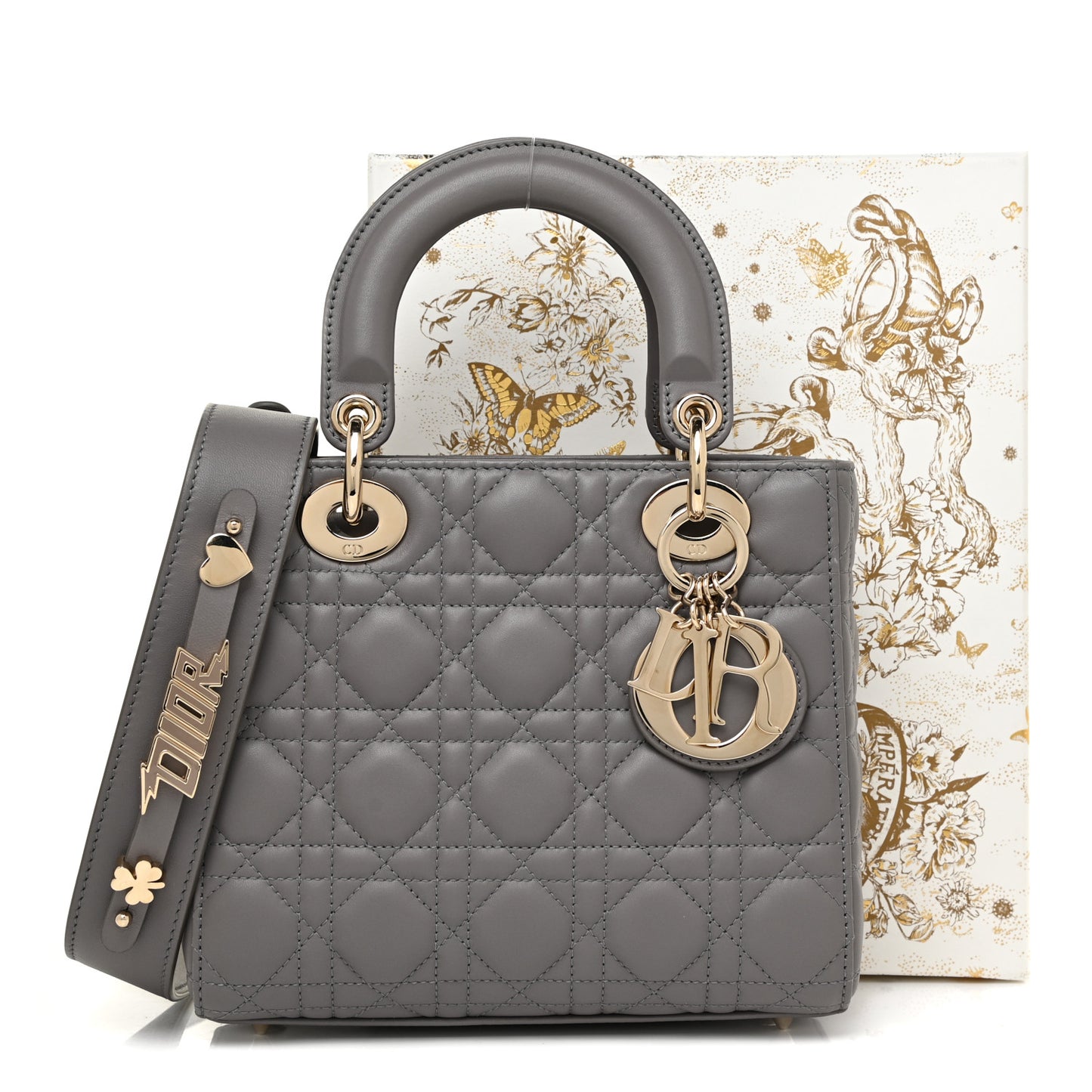 Lambskin Cannage Small My ABCDior Lady Dior Grey