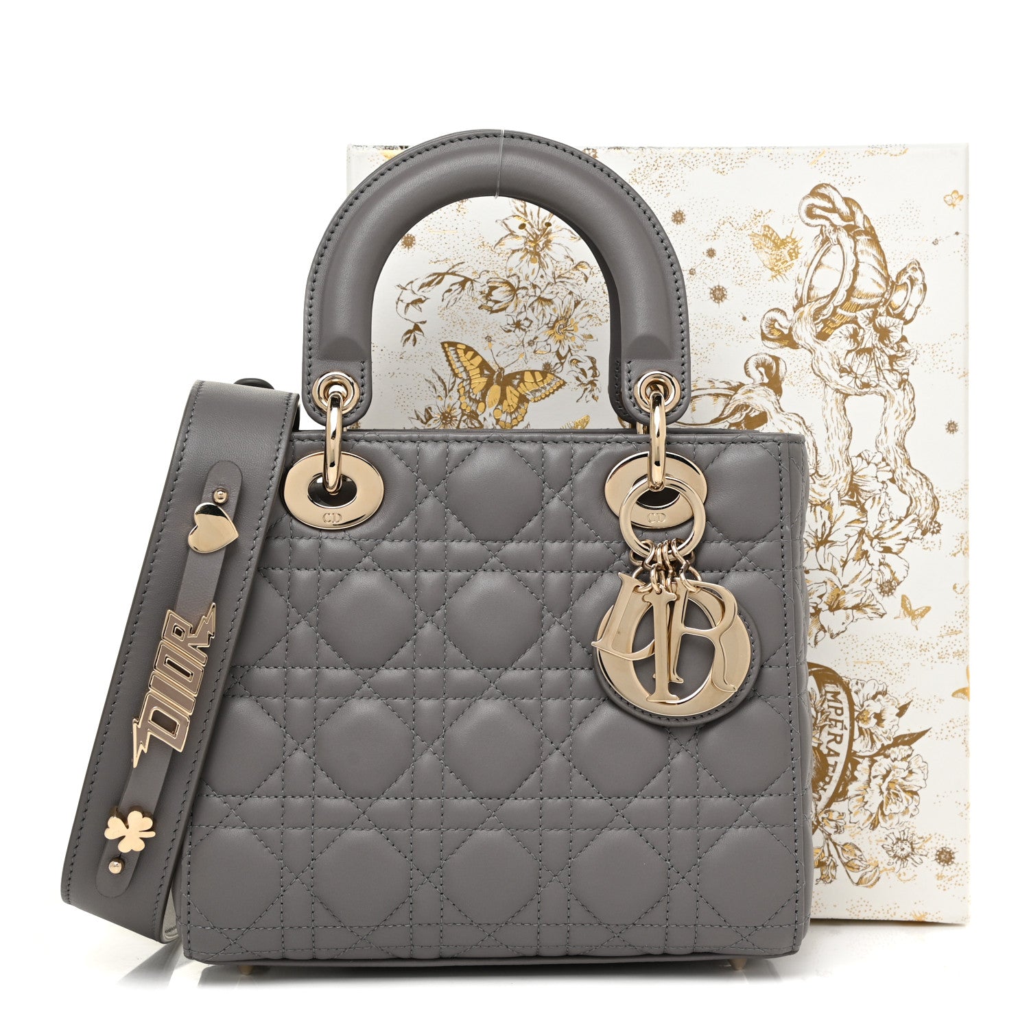 Christian Dior Lambskin Cannage Small My ABCDior Lady Dior Grey 12 of 12