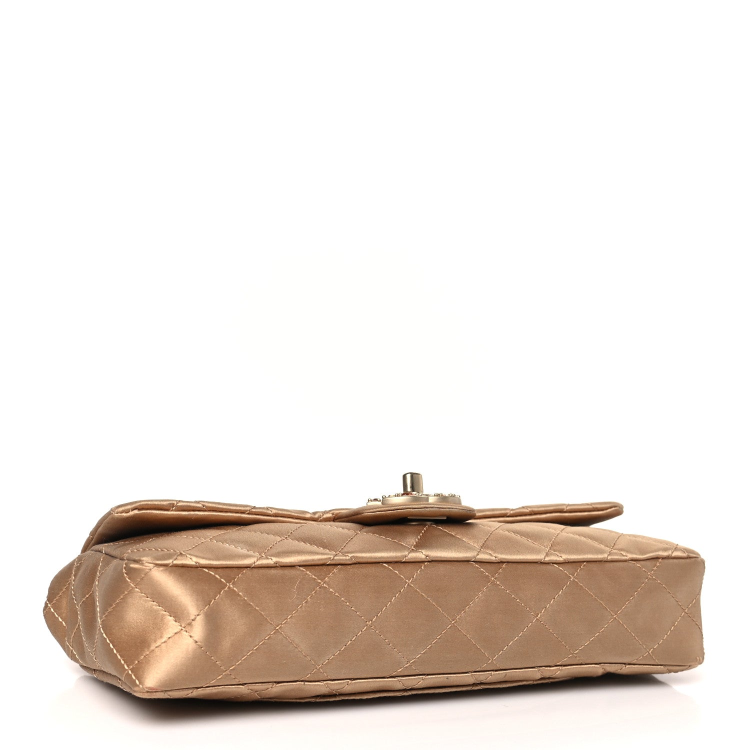 Chanel Satin Quilted Precious Jewel East West Flap Beige 4 of 10