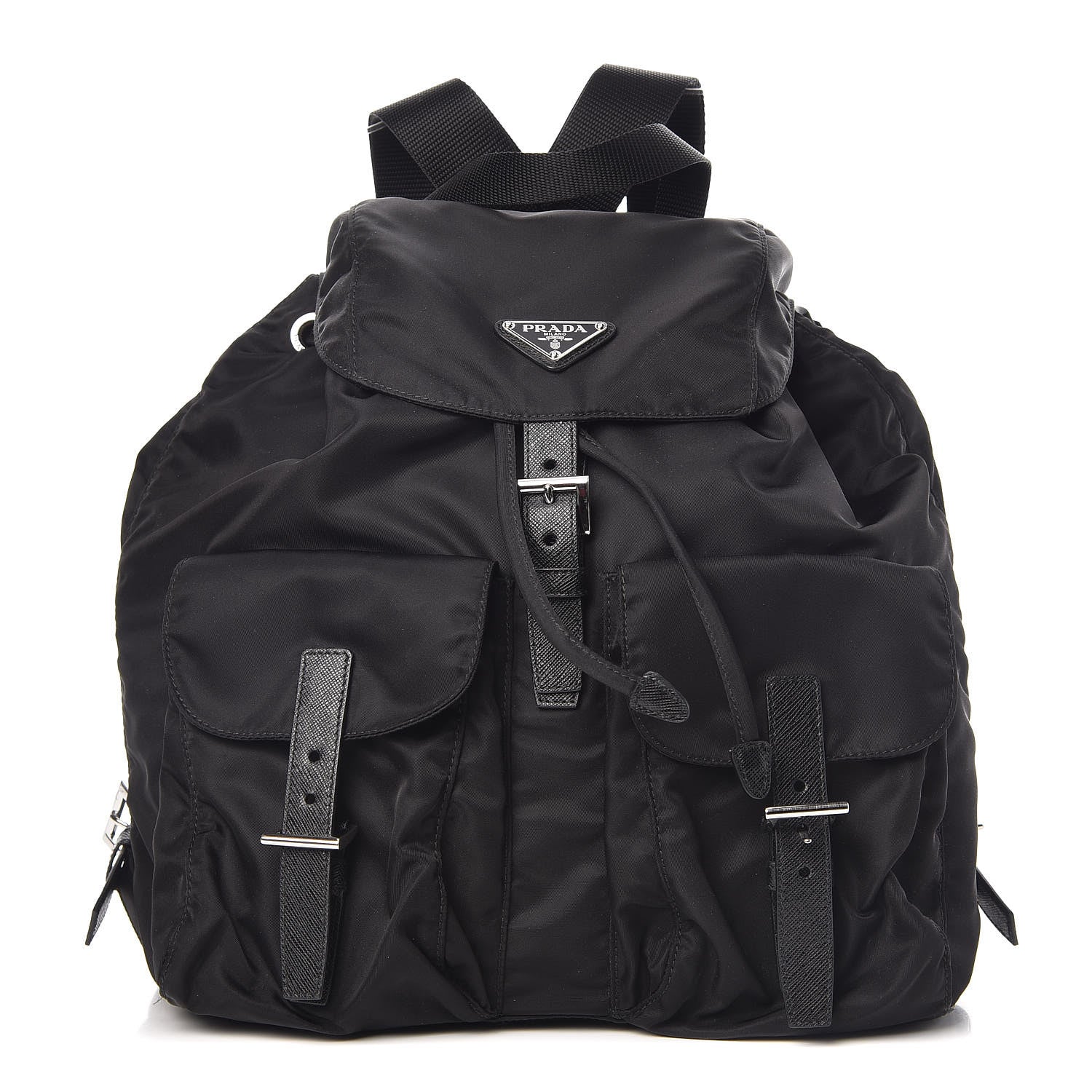Prada Tessuto Nylon Saffiano Medium Backpack Black 1 of 10