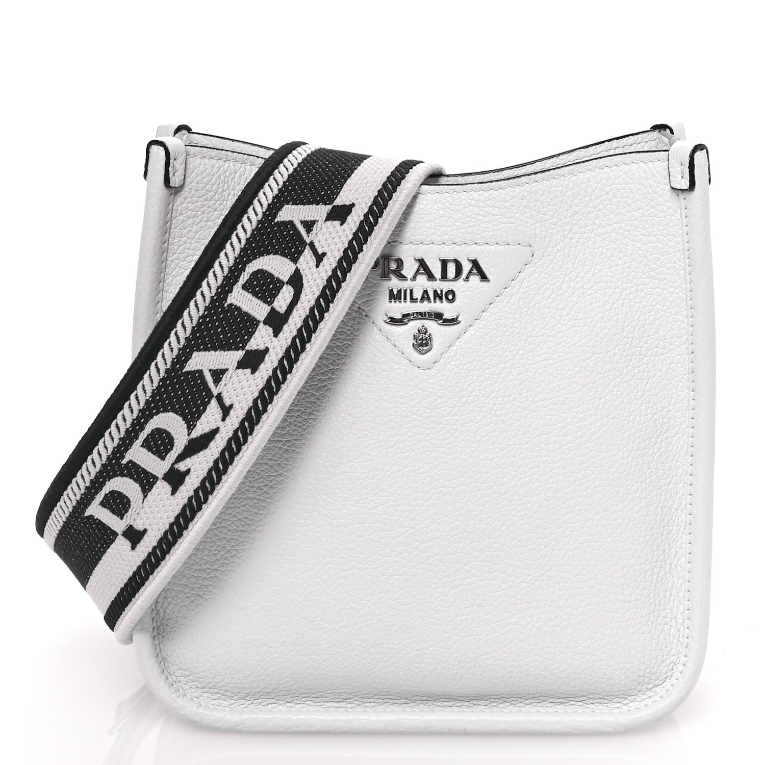 Prada Vitello Daino Soft Mini Hobo Messenger Bag White 1 of 11