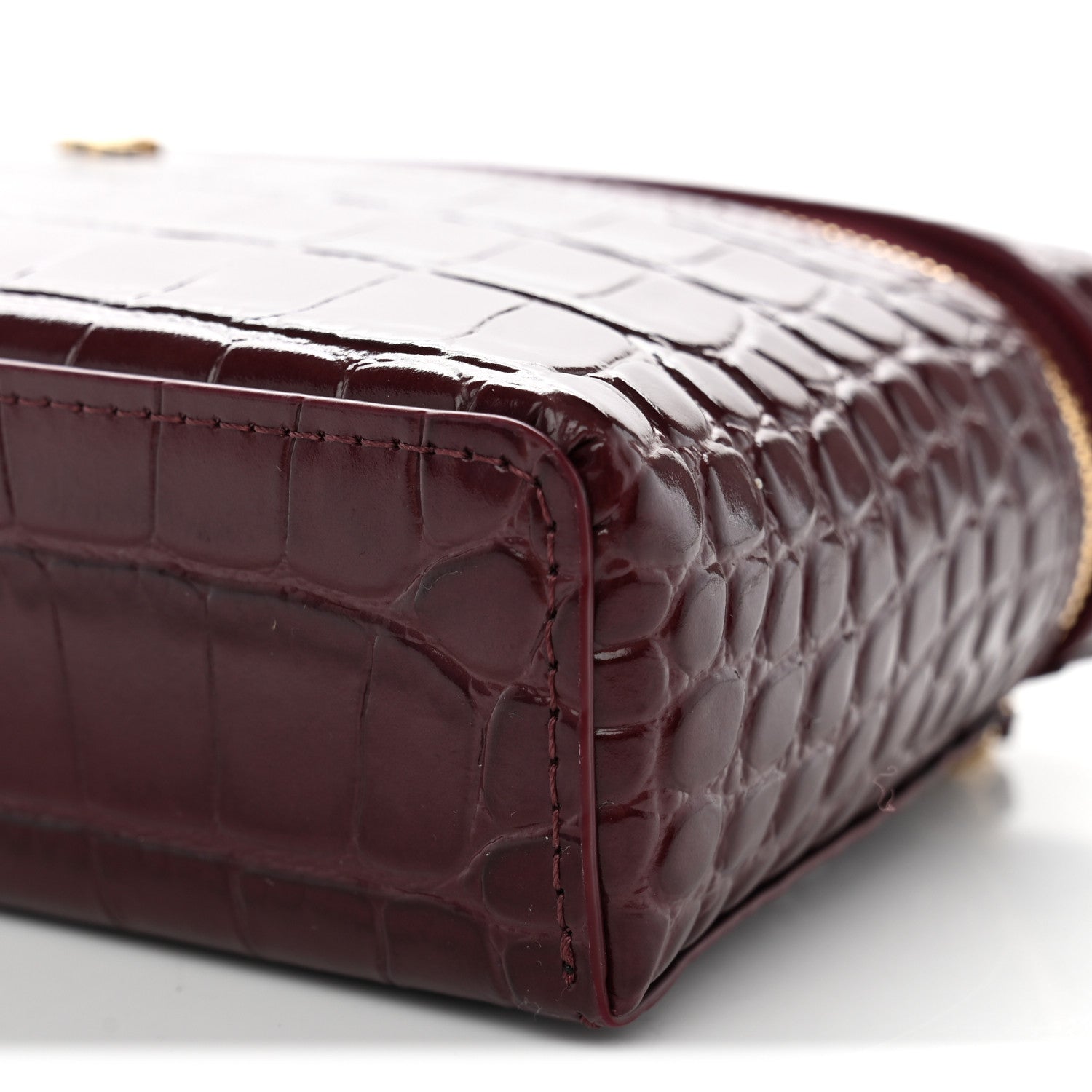 Chanel Calfskin Crocodile Embossed Crococo Exoticoco Vanity With Chain Dark Burgundy 9 of 10