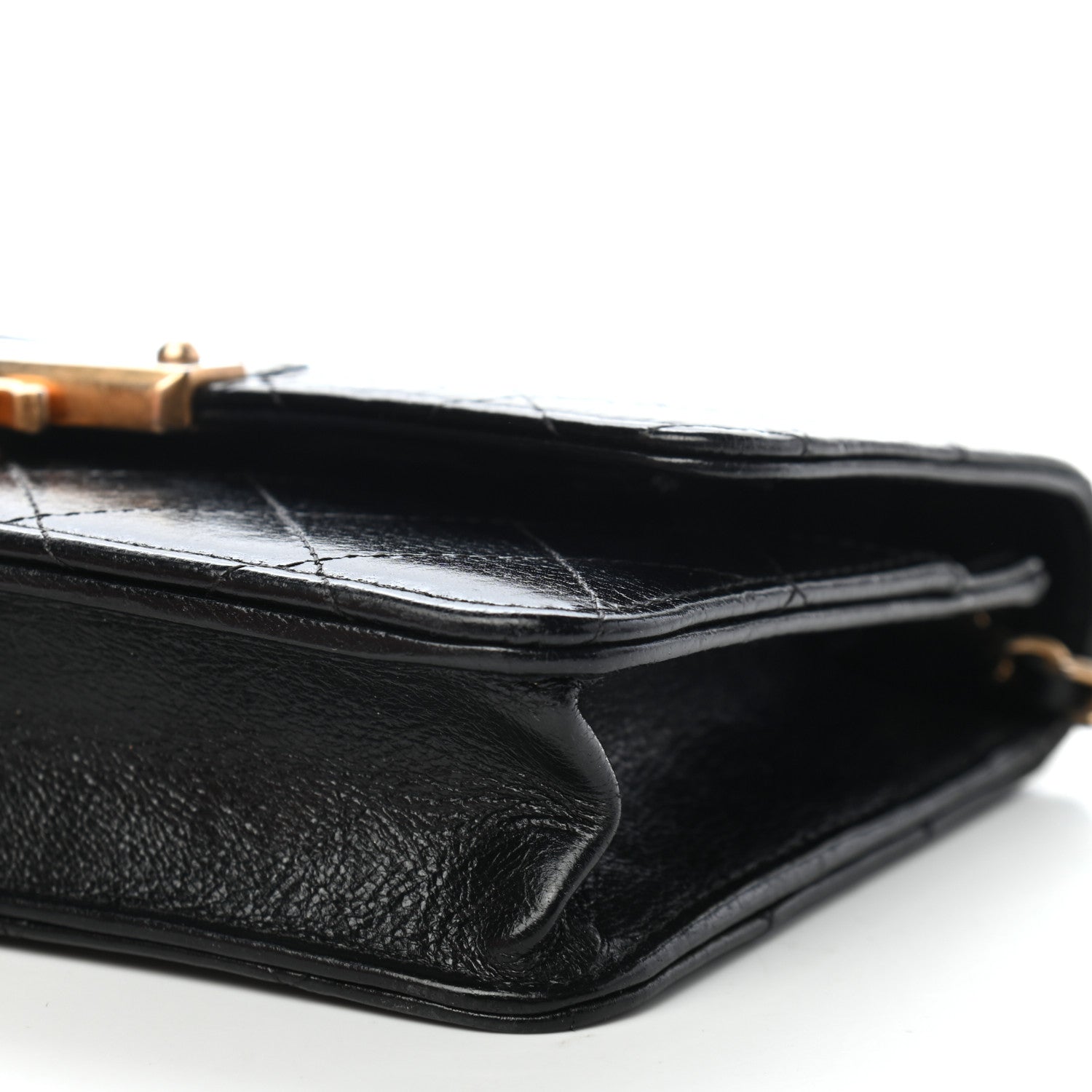 Chanel Goatskin Stitched Golden CC Wallet on Chain WOC Black 10 of 10