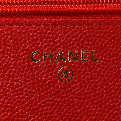 Chanel Caviar Quilted Golden Class Wallet On Chain WOC Red 6 of 14