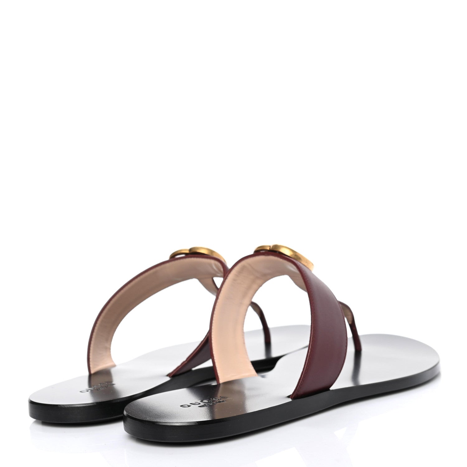 Gucci Calfskin GG Marmont Thong Sandals 41 Vintage Bordeaux 4 of 7