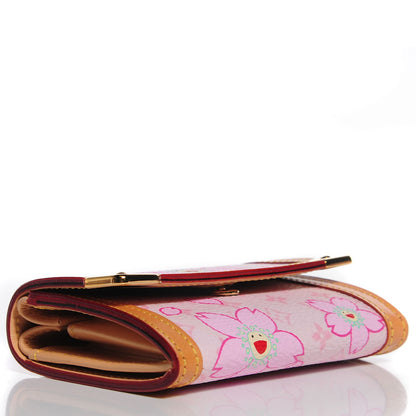 Louis Vuitton Monogram Cherry Blossom Porte-Monnaie Plat Coin Purse Pink 4 of 8