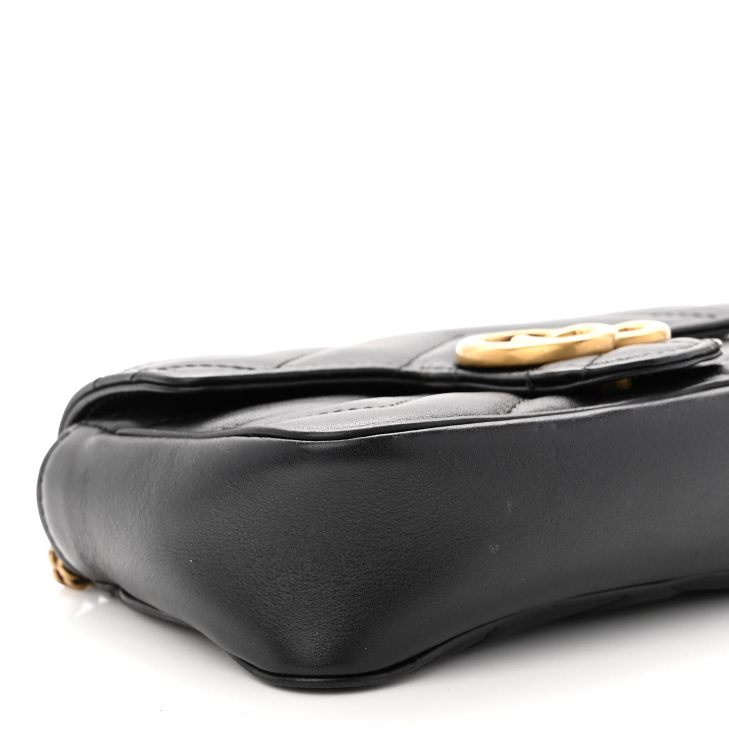 Calfskin Matelasse Super Mini GG Marmont Shoulder Bag Black