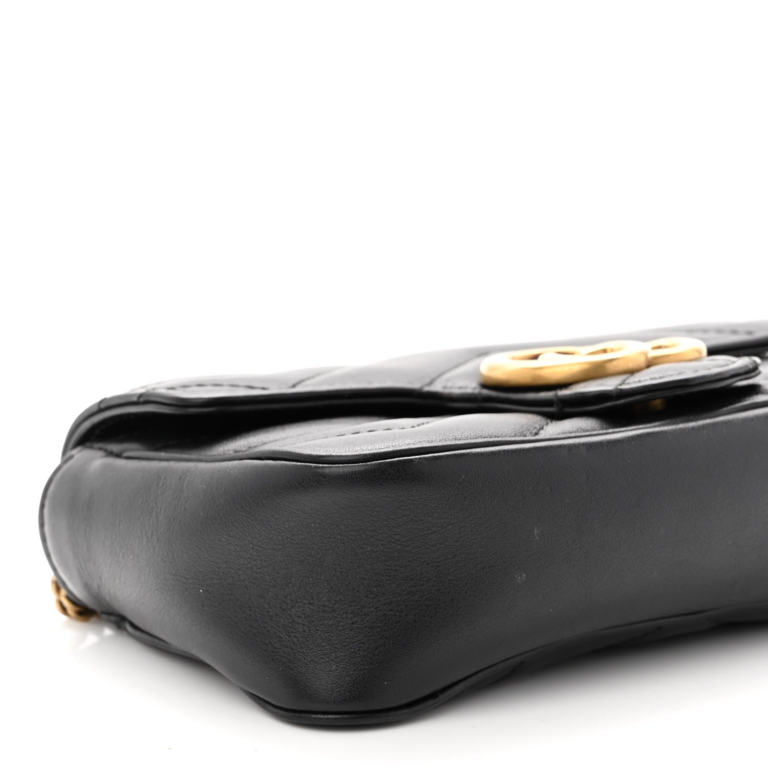 Gucci Calfskin Matelasse Super Mini GG Marmont Shoulder Bag Black 9 of 11