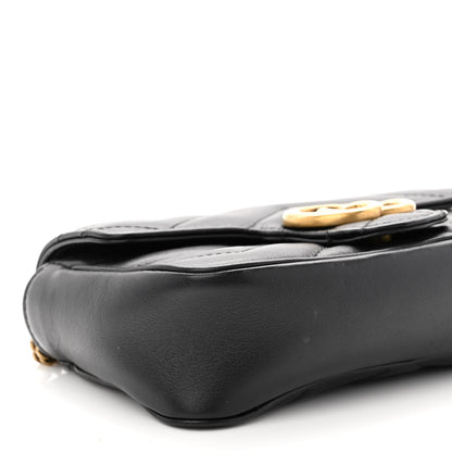Gucci Calfskin Matelasse Super Mini GG Marmont Shoulder Bag Black 9 of 11