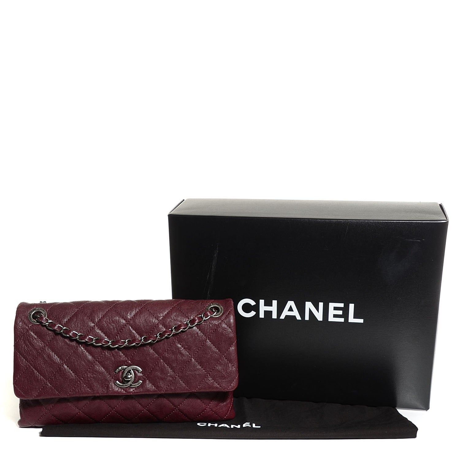 Chanel Goatskin Quilted Double Bag Flap Burgundy 5 of 9