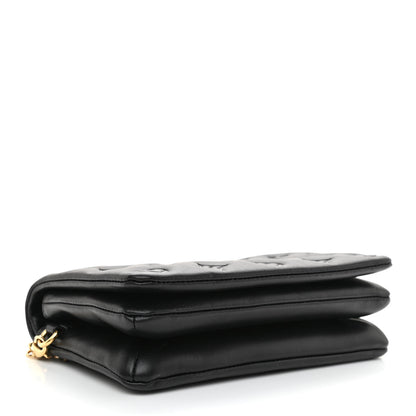 Louis Vuitton Lambskin Embossed Monogram Pochette Coussin Black 4 of 7