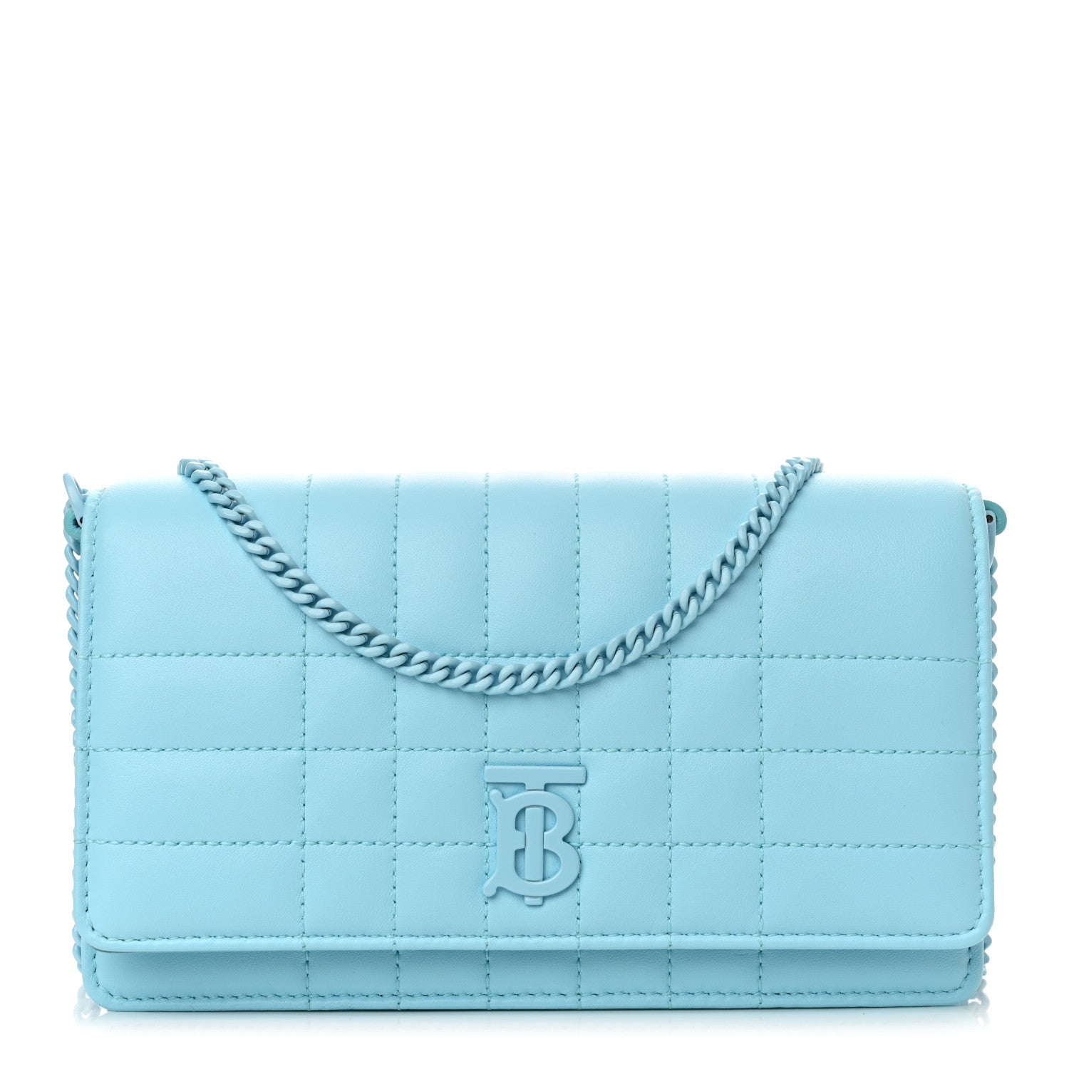 Burberry Lambskin Quilted Lola Clutch On Chain Cool Sky Blue 1 of 10