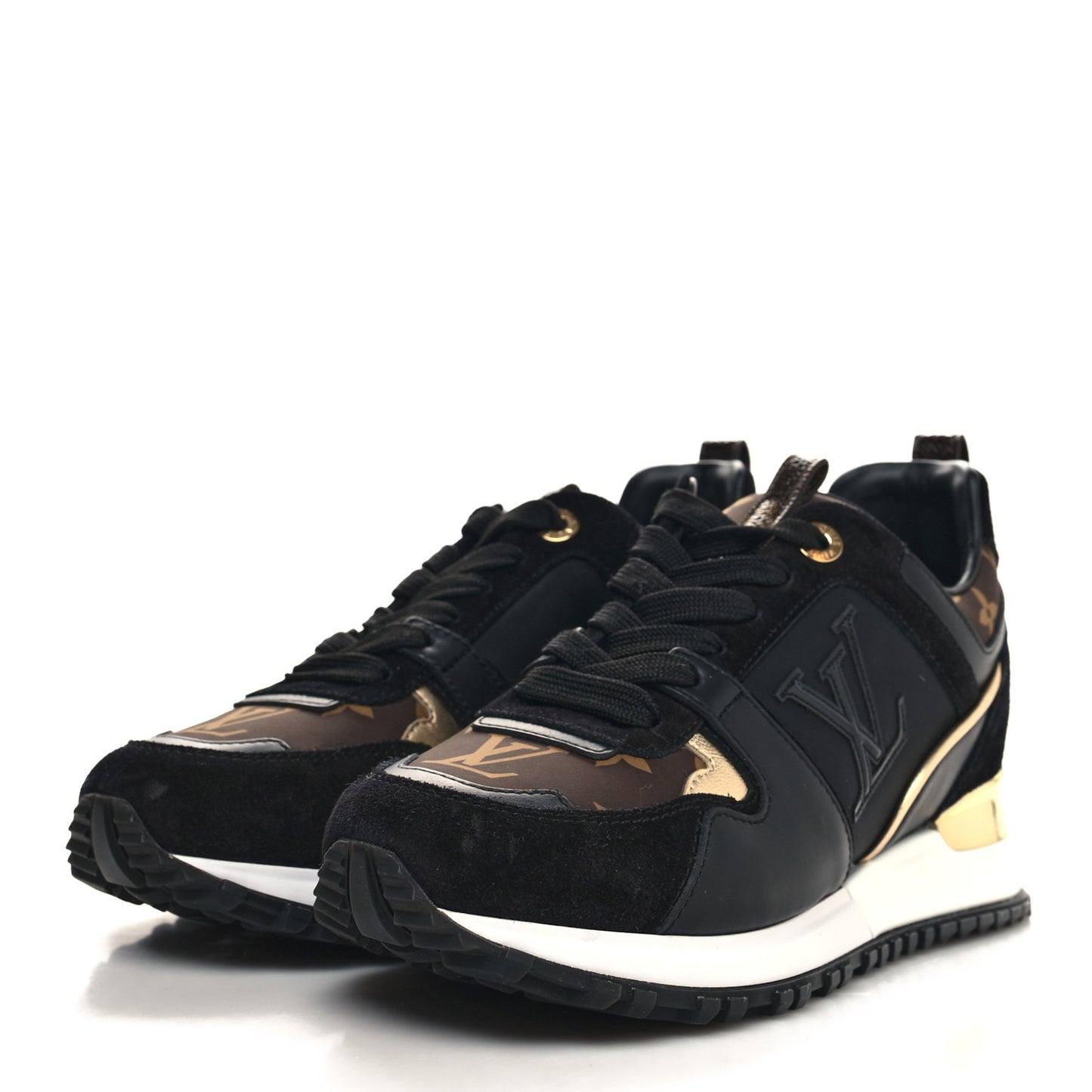 Suede Monogram Run Away Sneakers 36 Black