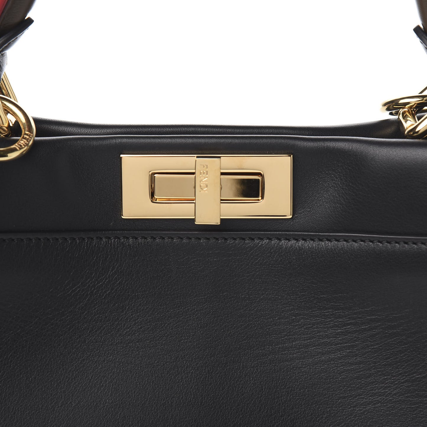 Vitello Seta Century Nappa Medium Peekaboo Iconic Defender Satchel Black Fragola Maya