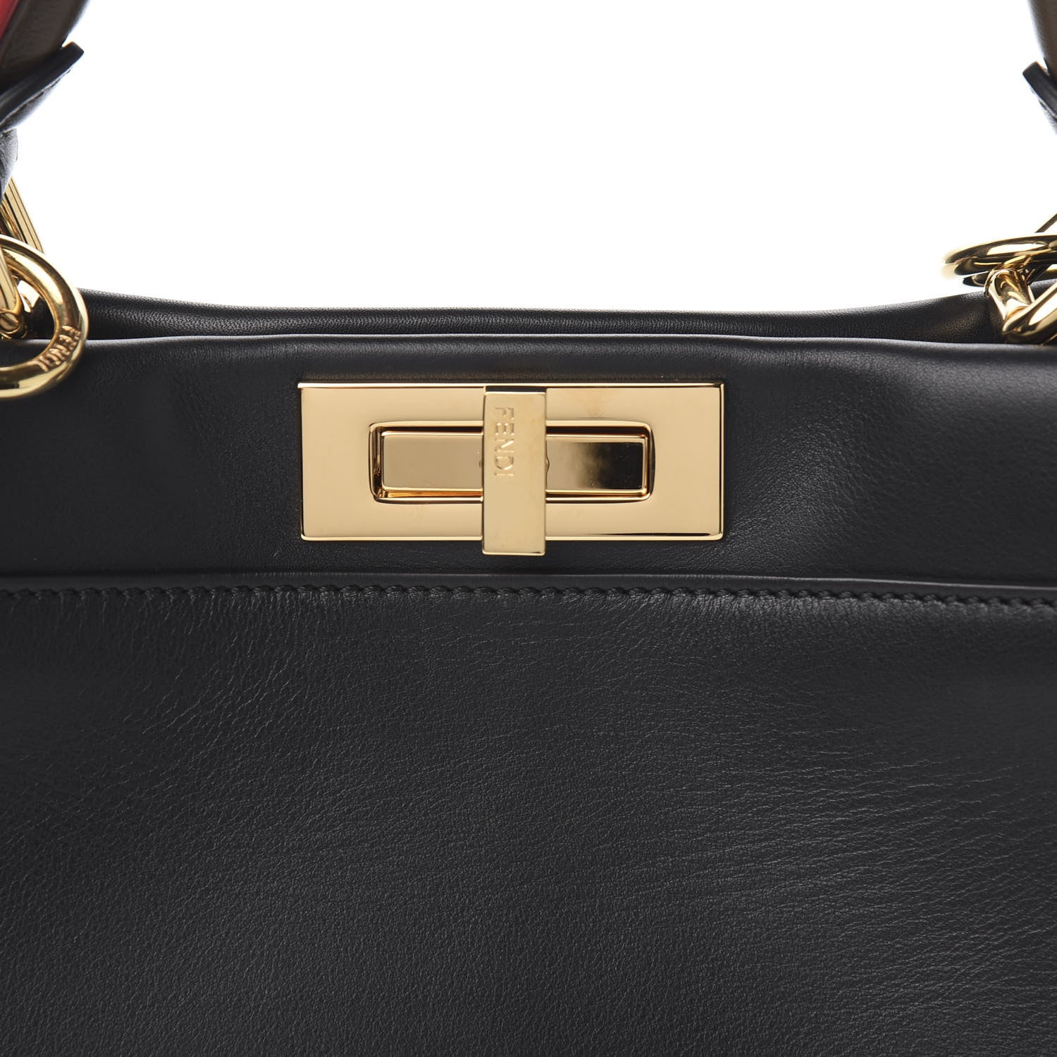 Fendi Vitello Seta Century Nappa Medium Peekaboo Iconic Defender Satchel Black Fragola Maya 11 of 12