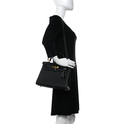 Hermes Togo Matte Porosus Crocodile Kelly Retourne Touch 28 Black 2 of 11