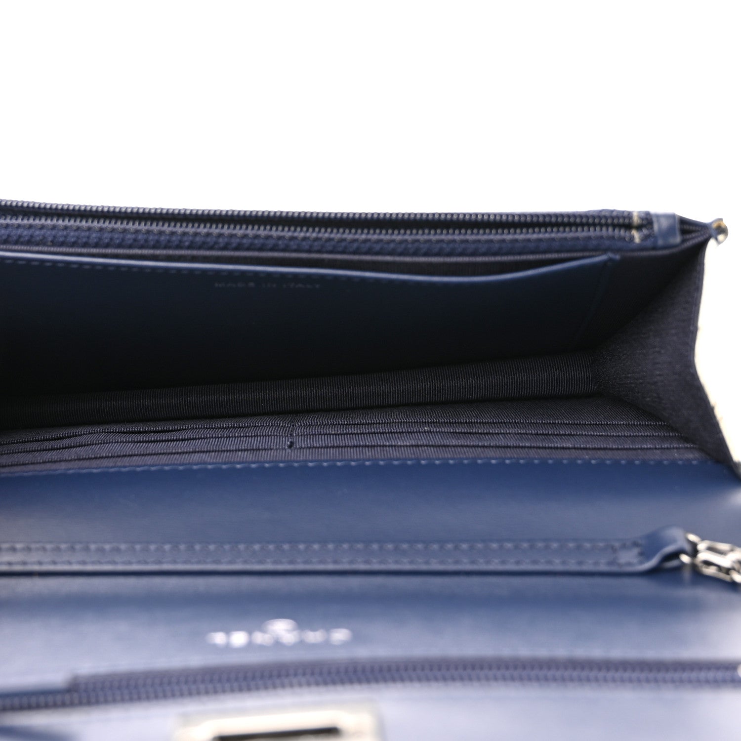Chanel Canvas Printed Quilted 2.55 Reissue Wallet On Chain WOC White Black Navy Blue 5 of 12