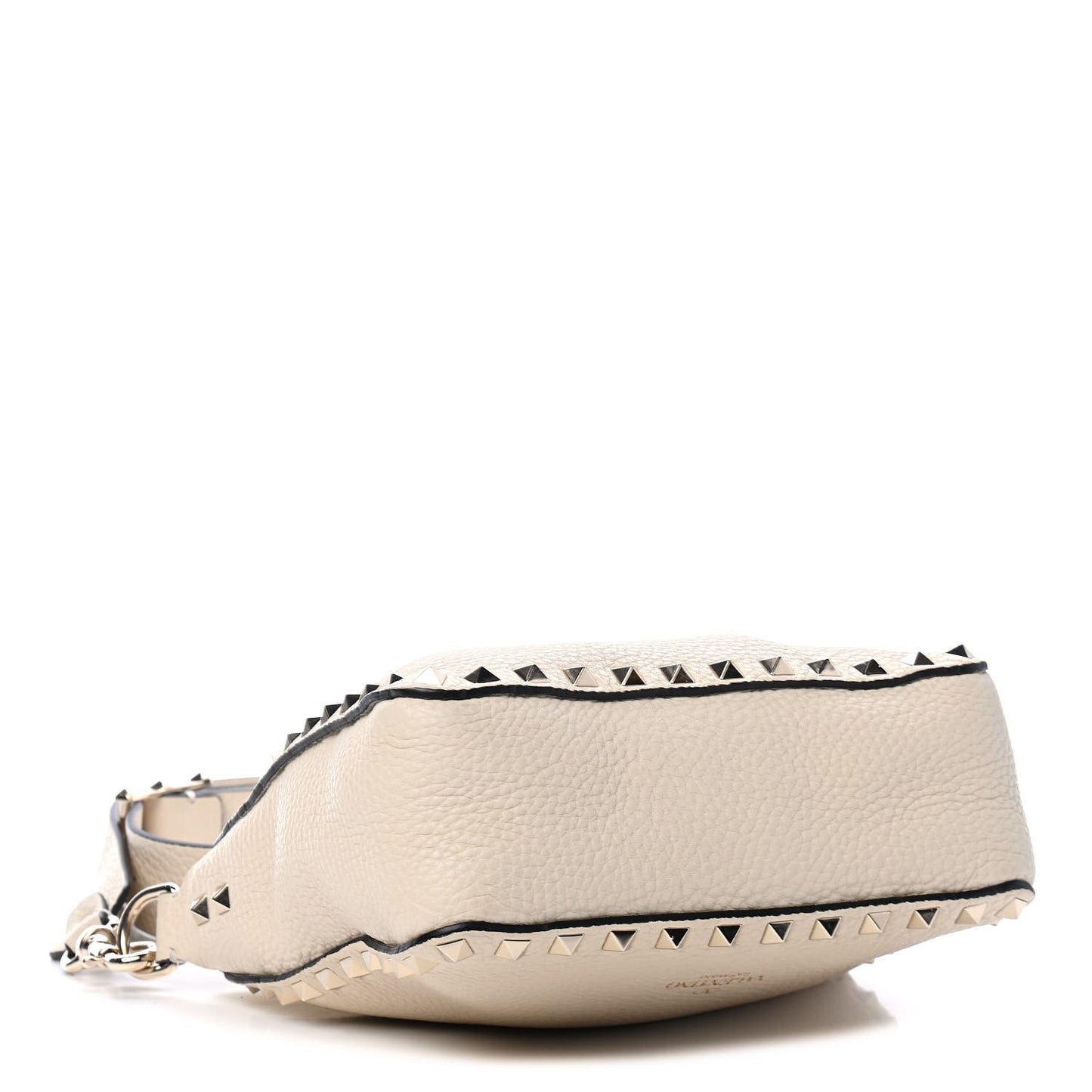 Pebbled Calfskin Mini Rockstud Flip-Lock Messenger Bag Light Ivory