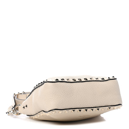 Valentino Garavani Pebbled Calfskin Mini Rockstud Flip-Lock Messenger Bag Light Ivory 3 of 4