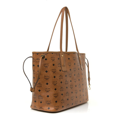 MCM Visetos Medium Liz Reversible Shopper Tote Cognac 4 of 17