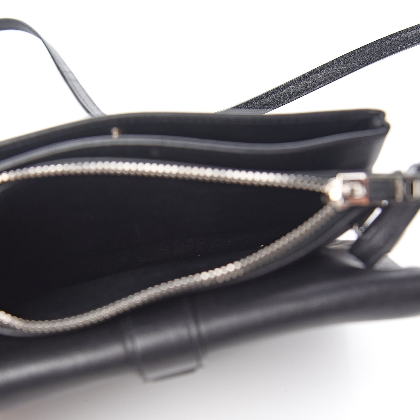 Calfskin Monogram Tri Pocket Crossbody Bag Black