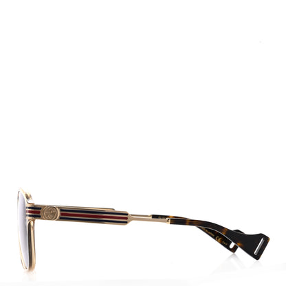 Gucci Web Aviator Sunglasses GG0587S Gold Tortoise 3 of 8