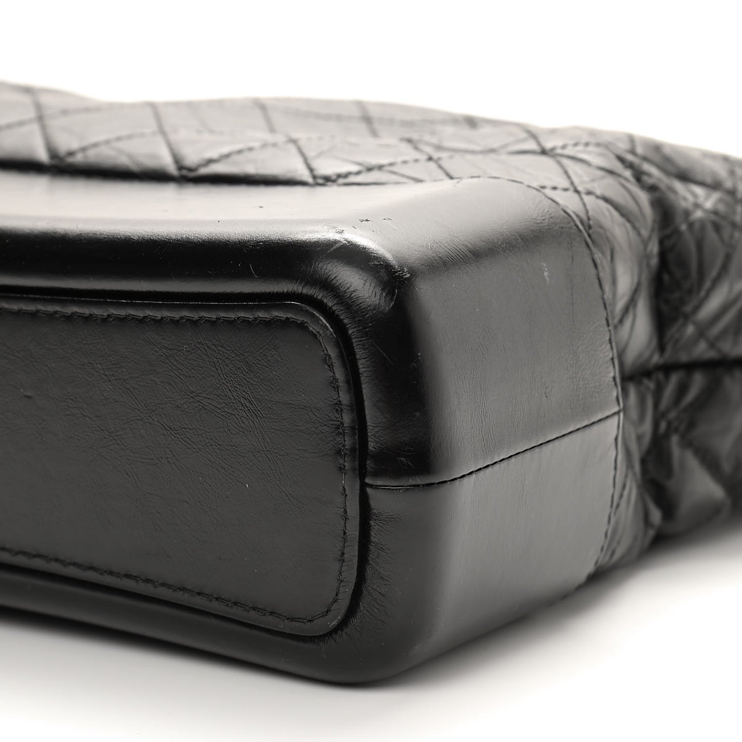 Aged Calfskin Quilted Large Gabrielle Hobo Black