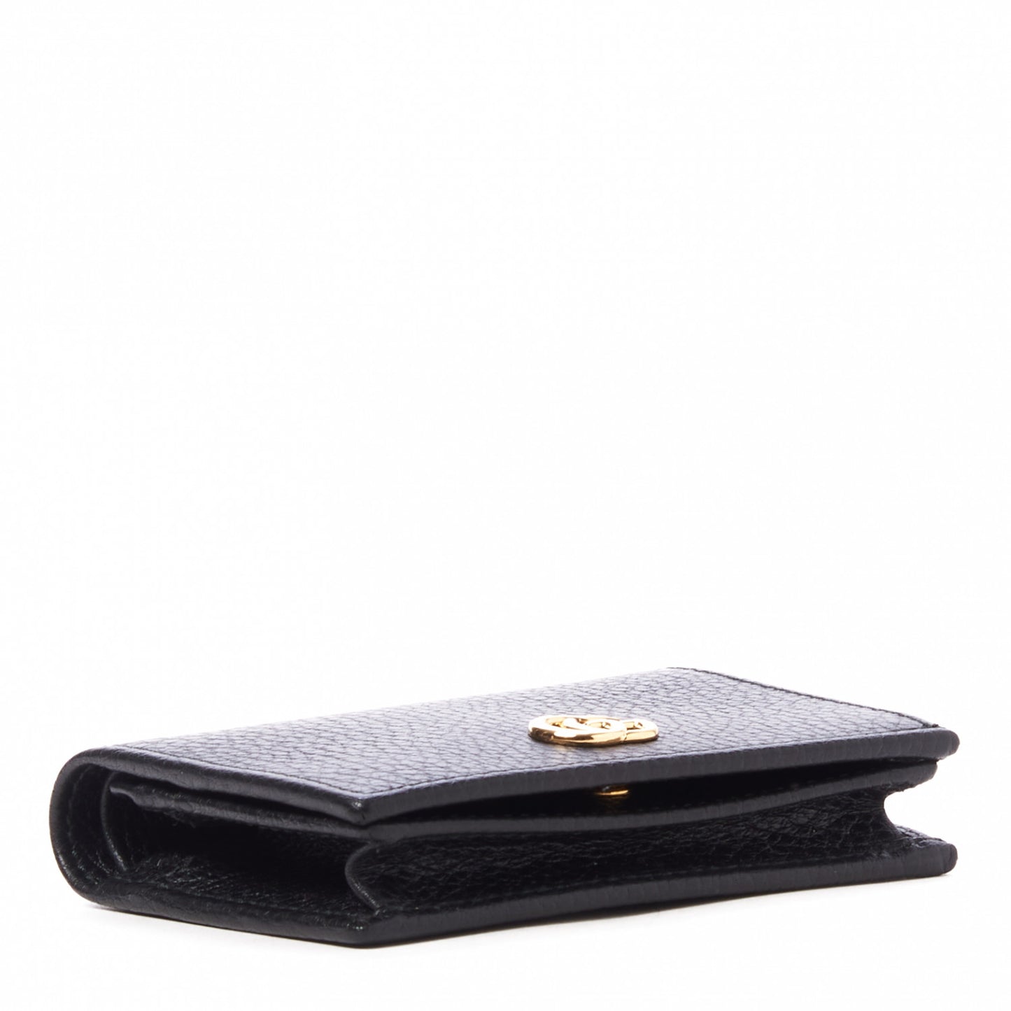 Pebbled Calfskin GG Marmont Card Case Black