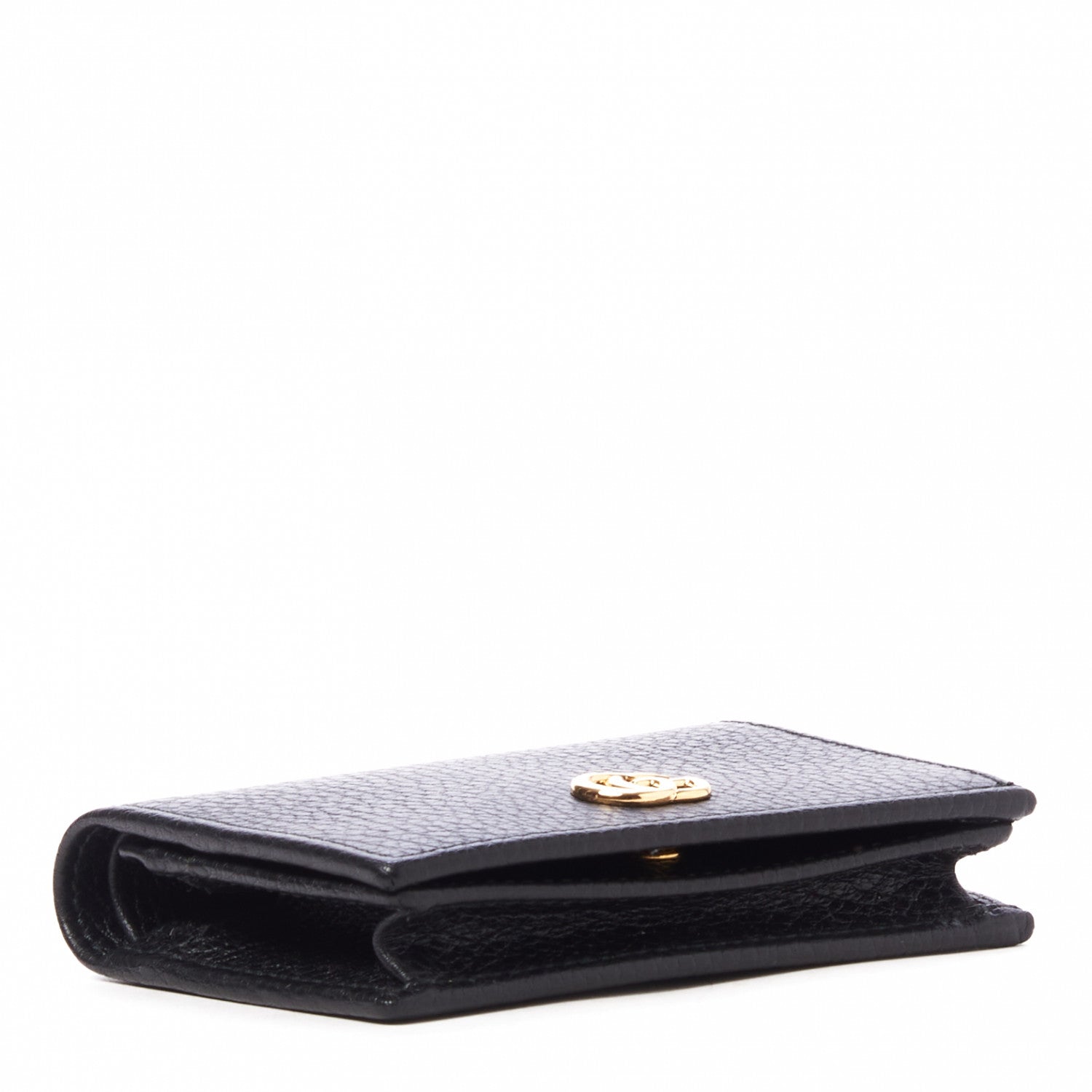 Gucci Pebbled Calfskin GG Marmont Card Case Black 3 of 7