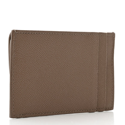 Saint Laurent Grain De Poudre Uptown Monogram Card Case Dark Beige 3 of 7