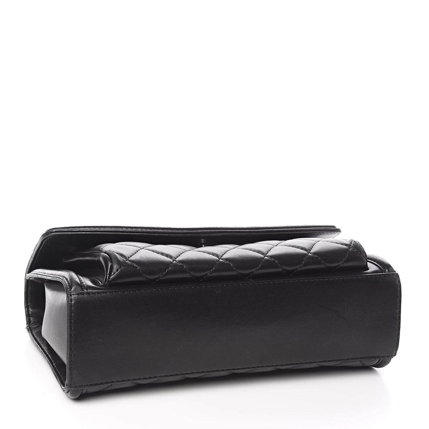 Lambskin Quilted Large Geometric Flap Black