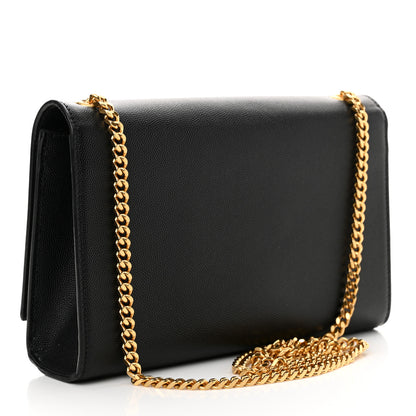 Saint Laurent Grain De Poudre Classic Monogram Kate Tassel Chain Wallet Black 3 of 12