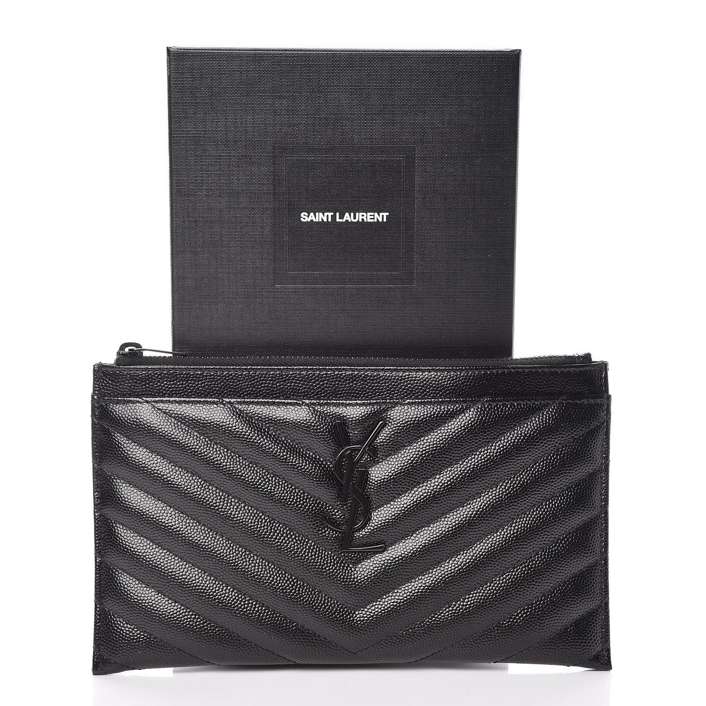 Grain De Poudre Chevron Monogram Bill Pouch Black
