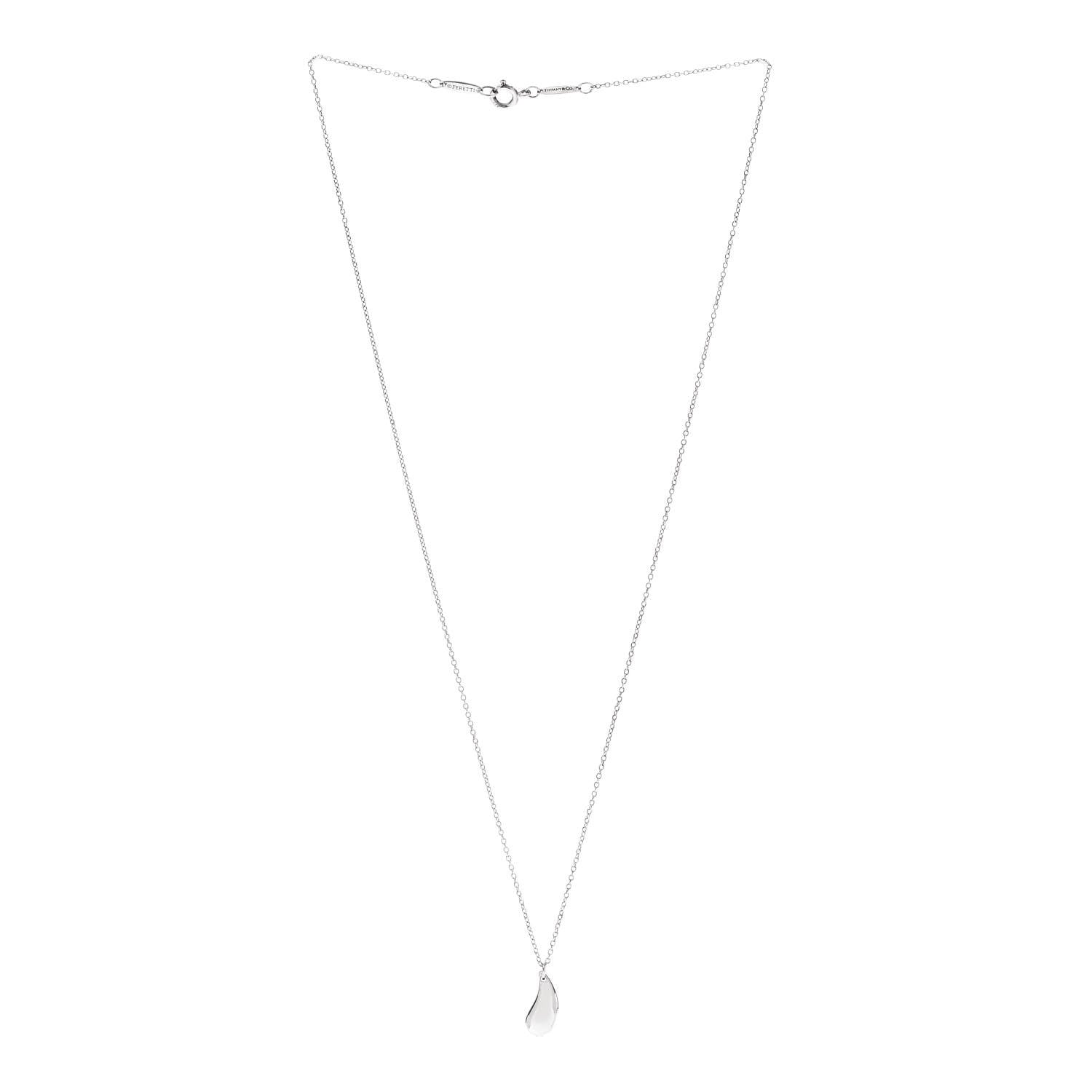 Tiffany Sterling Silver 12mm Elsa Peretti Tear Drop Pendant Necklace 3 of 7