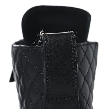 Chanel Calfskin Quilted Lace Up Combat Boots 40 Black 11 of 12