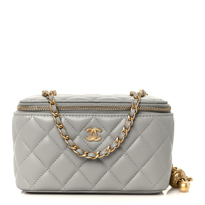 Chanel Lambskin Quilted Small Pearl Crush Vanity Case With Chain Grey 1 of 10