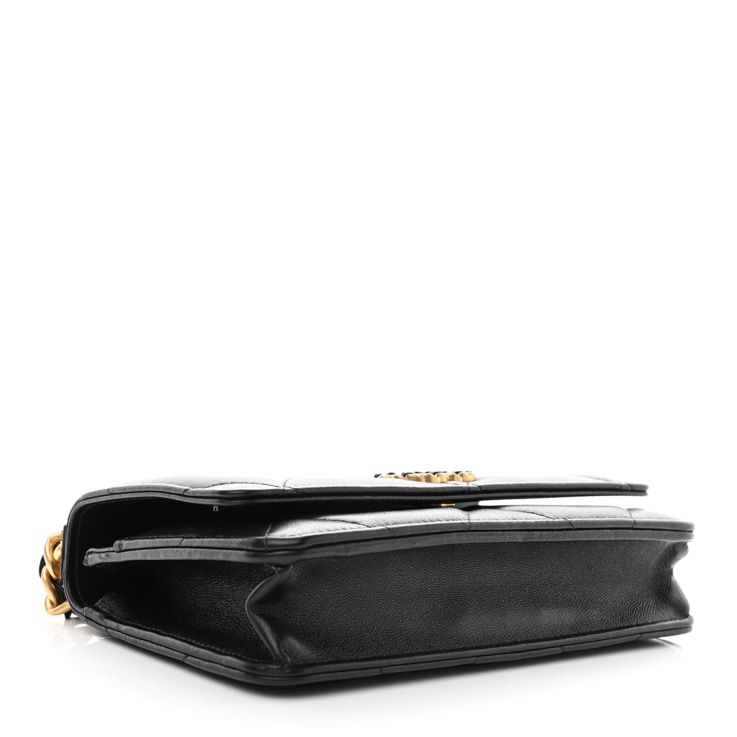 Lambskin Quilted Chanel 19 Wallet On Chain WOC Black