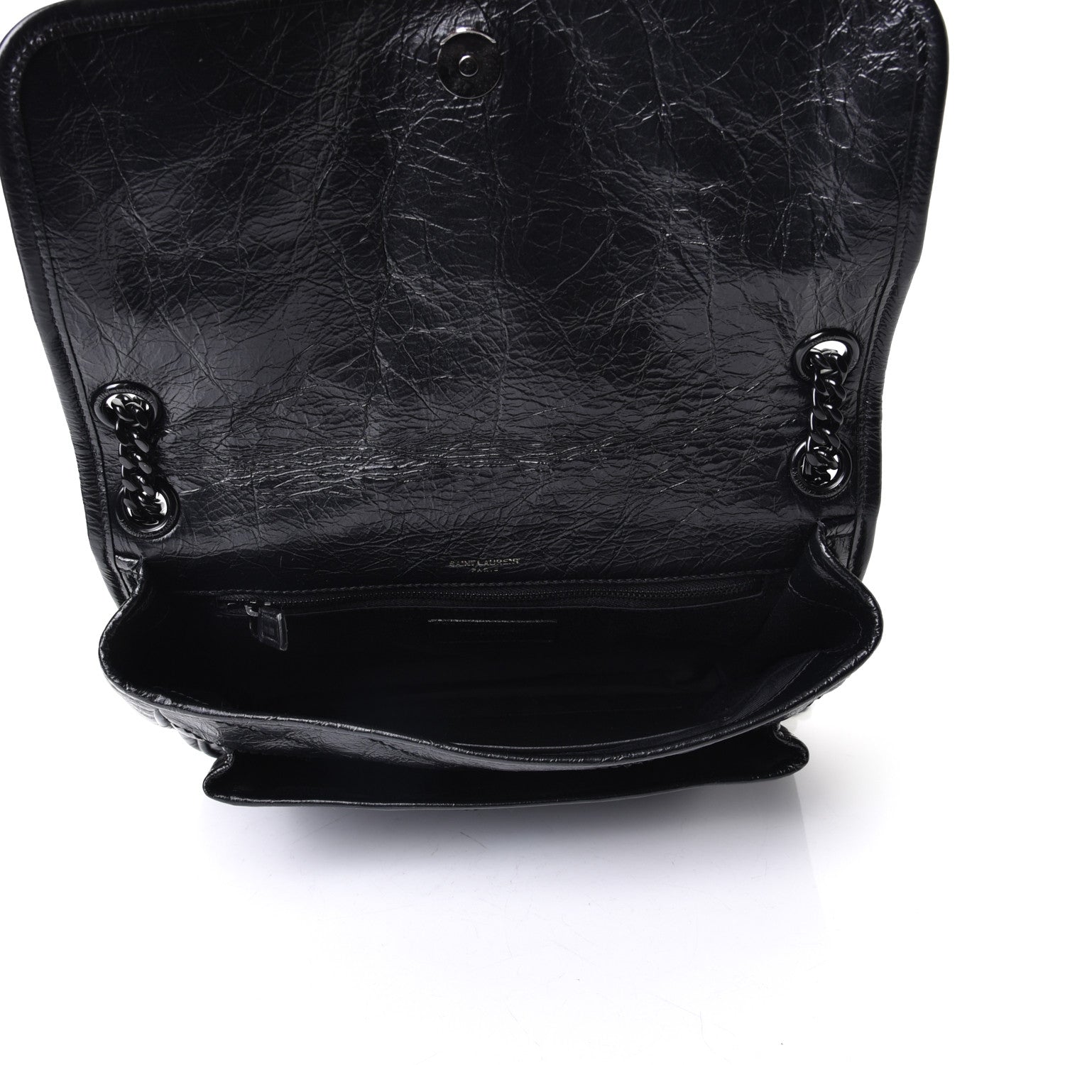 Saint Laurent Crinkled Calfskin Matelasse Monogram Medium Niki Chain Satchel Black 7 of 10