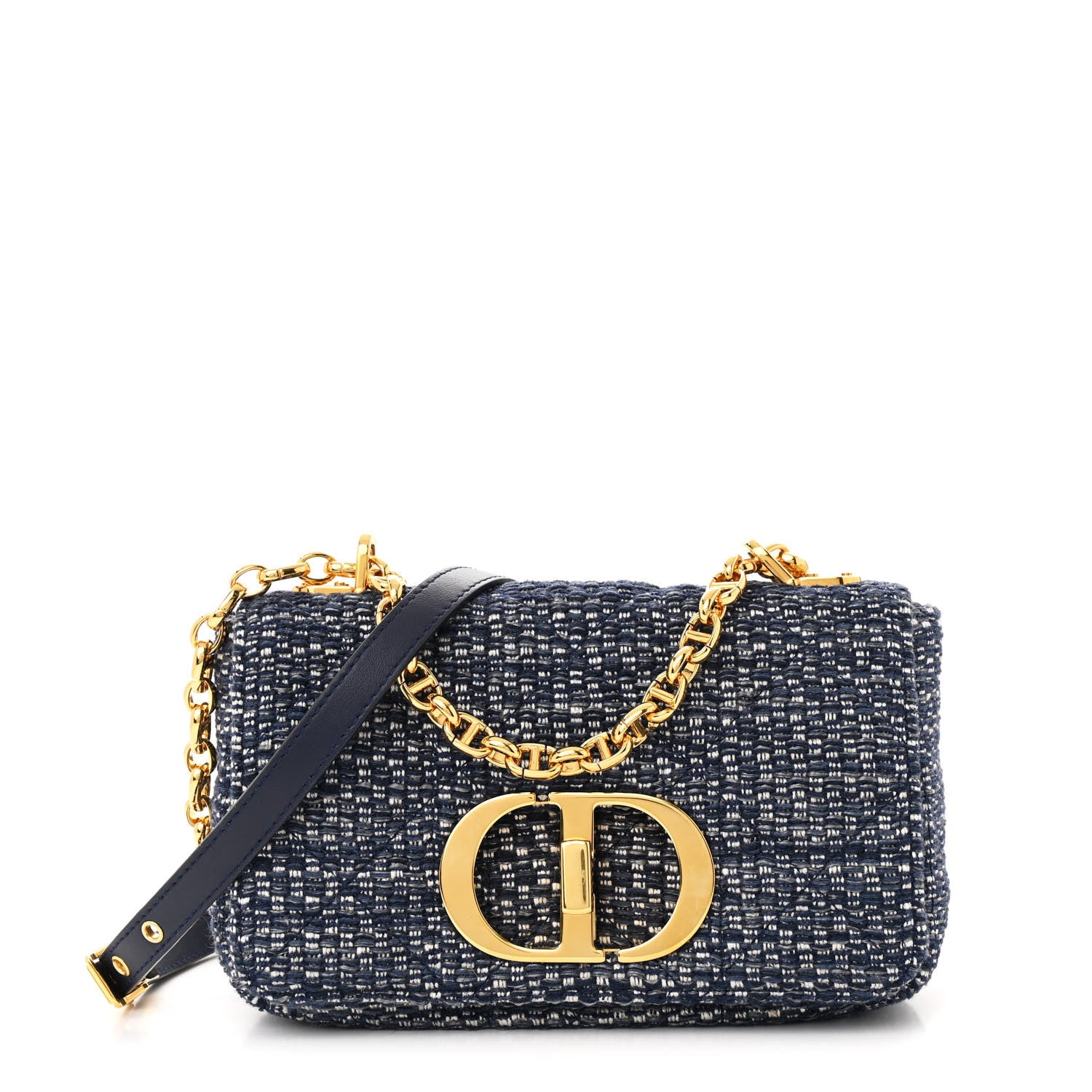 Christian Dior Tweed Cannage Small Caro Bag Dark Blue 1 of 11