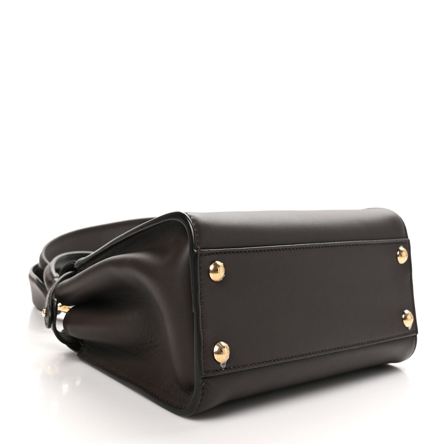 Vitello Seta Suede FF Mini Peekaboo Iconic Satchel Chocolate Sigaro Marrone