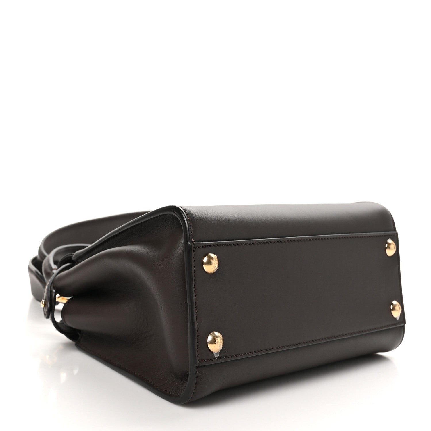 Fendi Vitello Seta Suede FF Mini Peekaboo Iconic Satchel Chocolate Sigaro Marrone 4 of 10