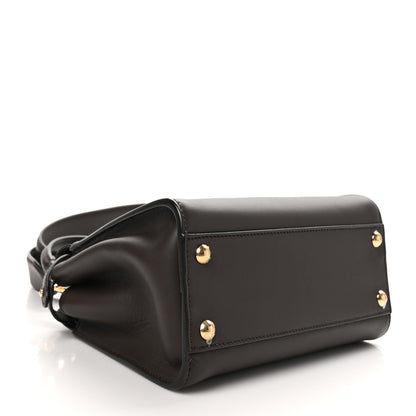 Fendi Vitello Seta Suede FF Mini Peekaboo Iconic Satchel Chocolate Sigaro Marrone 4 of 10