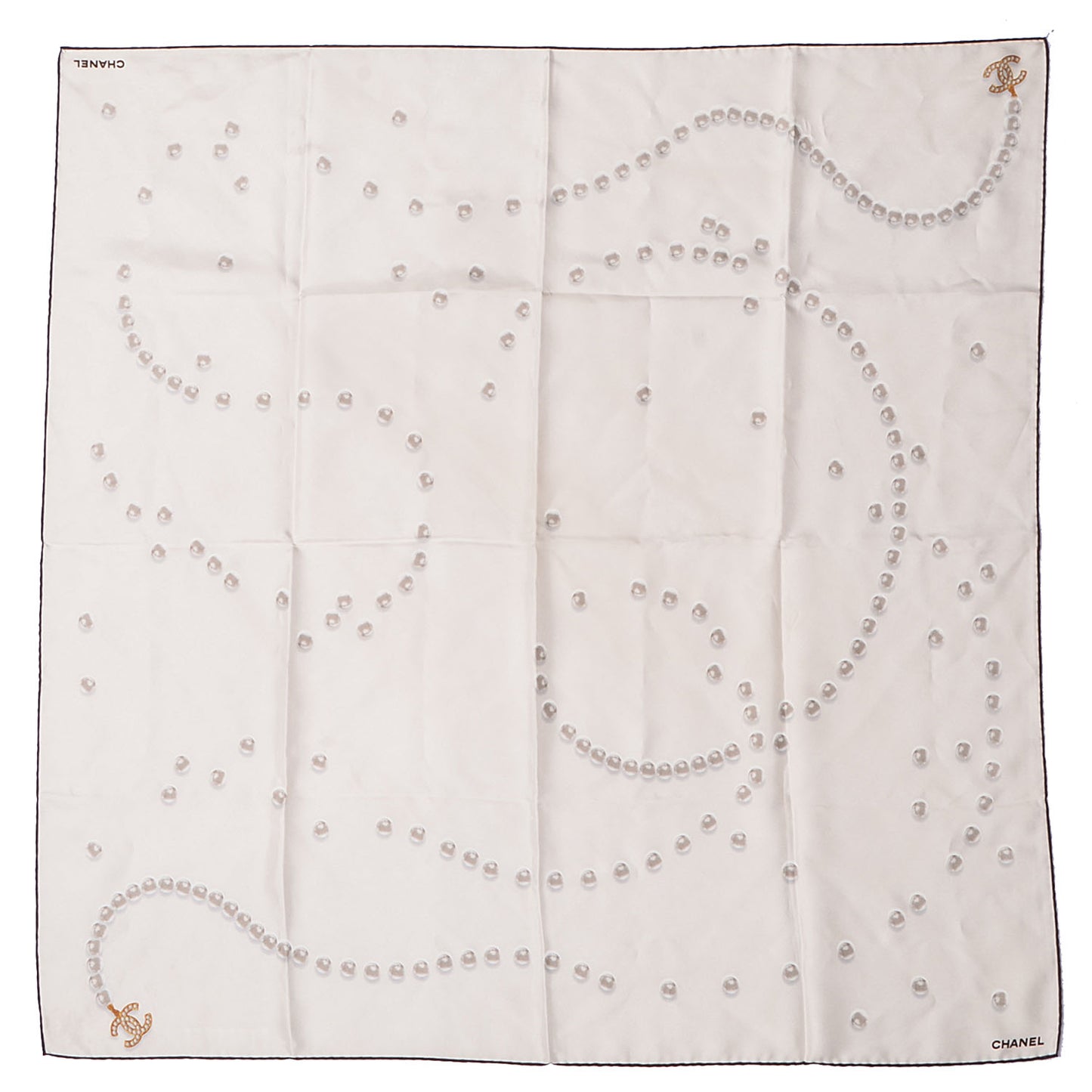 Silk Pearl CC Square Scarf Ivory