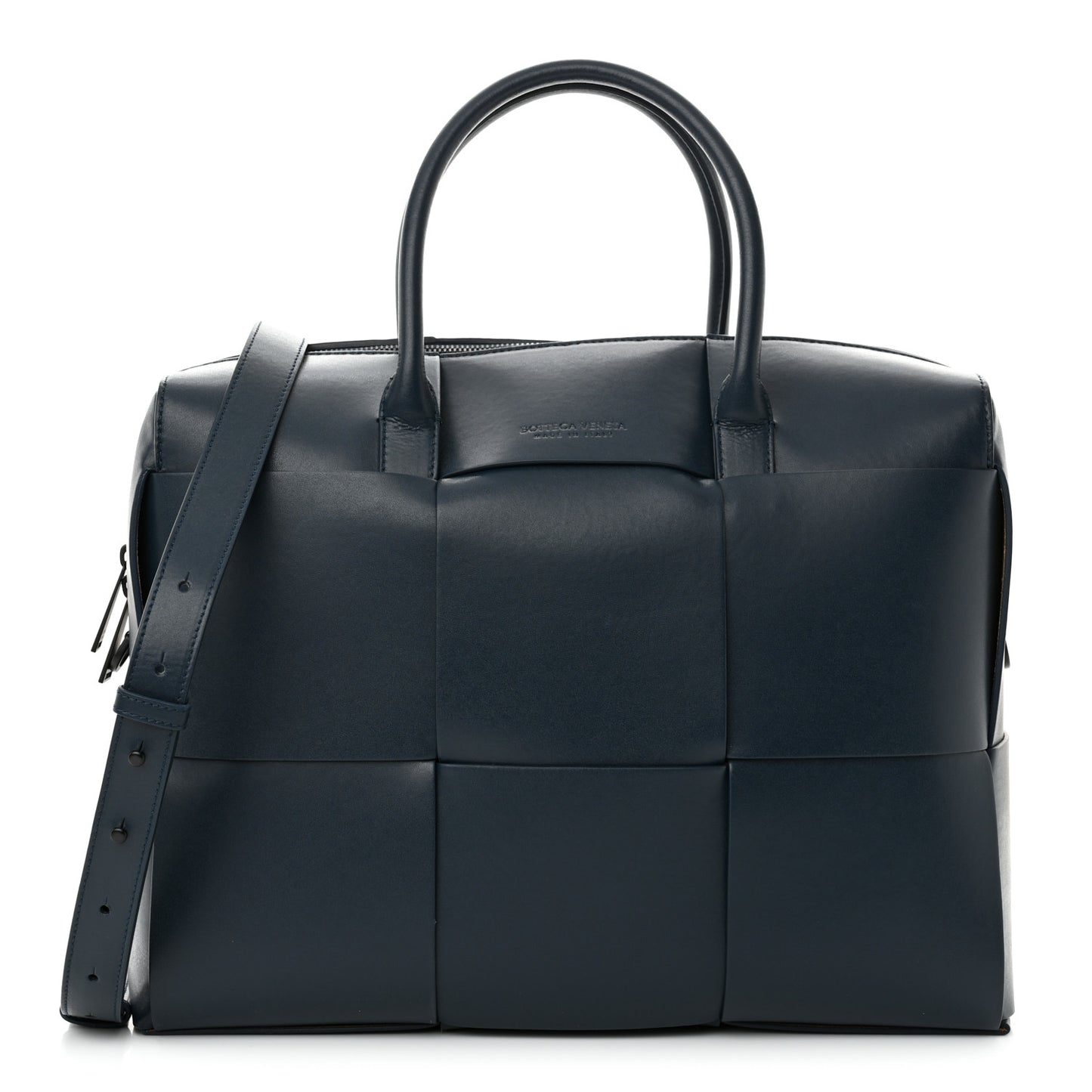 Calfskin Maxi Intrecciato Arco Briefcase Deep Blue