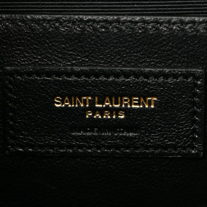 Saint Laurent Grain De Poudre Textured Mixed Matelasse Triquilt Medium Monogram Satchel Black 6 of 10