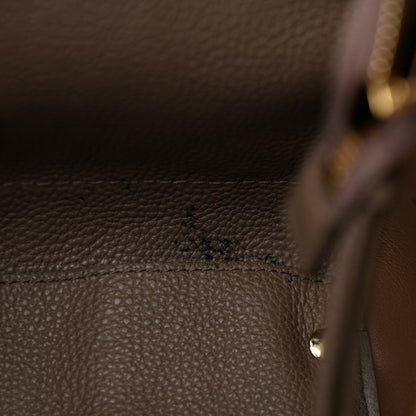 Salvatore Ferragamo Hammered Calfskin Double Handle Medium Amy Tote Beige 10 of 16